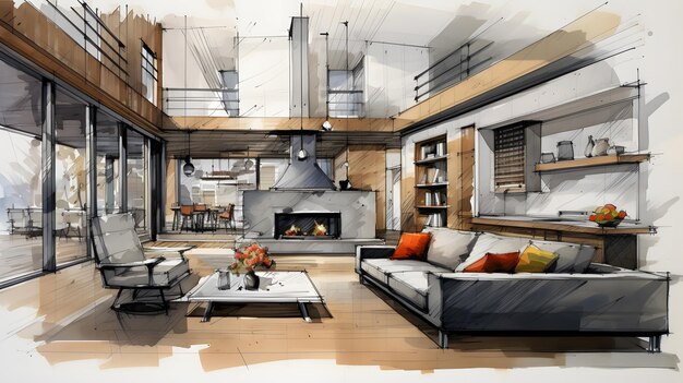 Sketch design of interior living