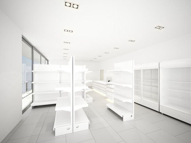 Sketch design of supermarket ,3d  rendering