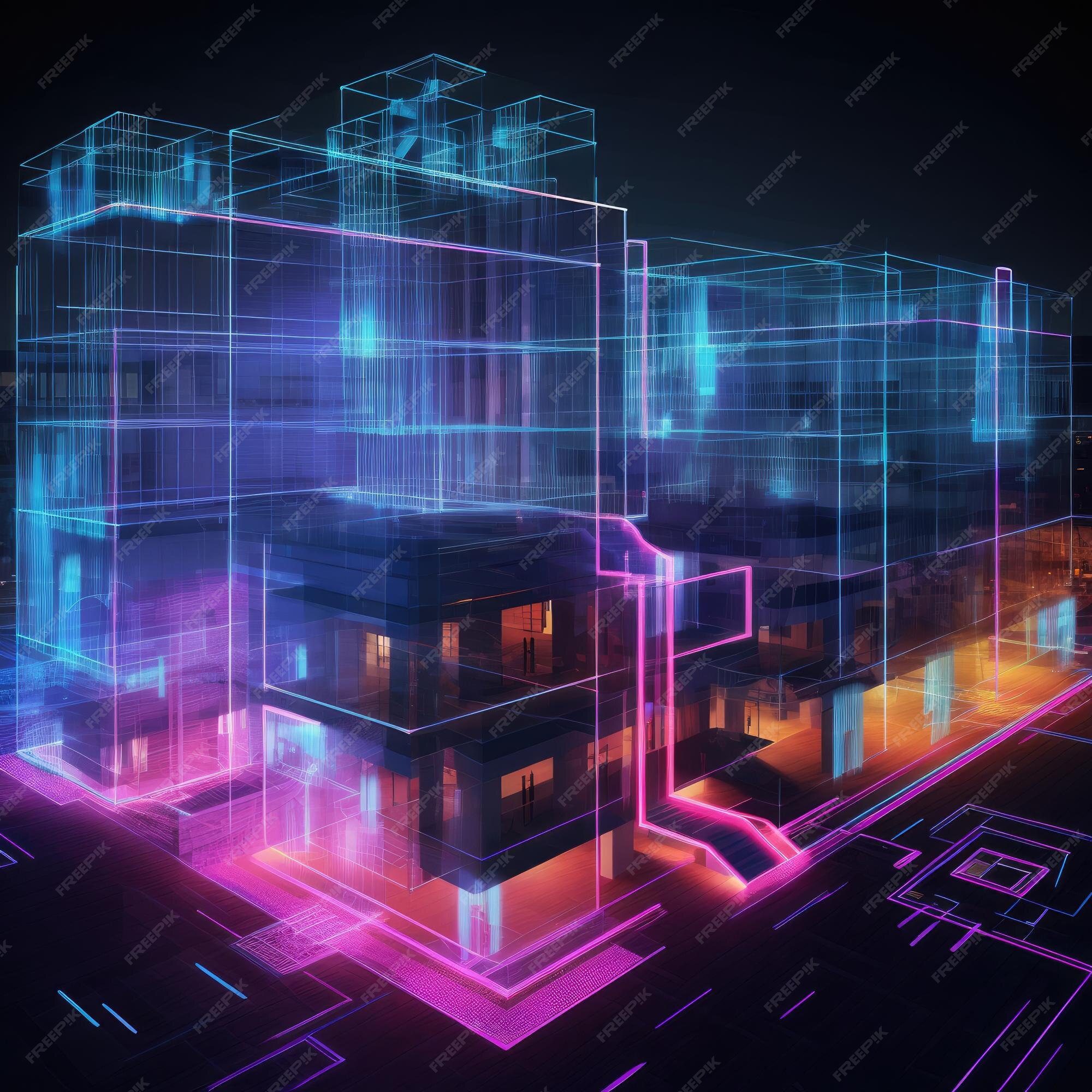 Premium Photo | Sketch design of wireframe of building Digital project ...