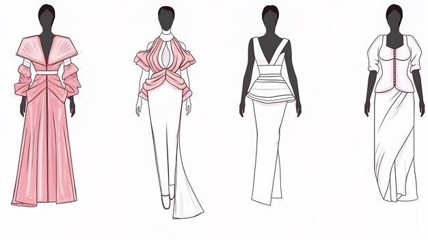 Photo sketch of the dress and the top of the dress