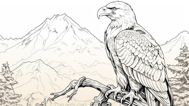 Photo sketch of eagle hand drawn illustration converted