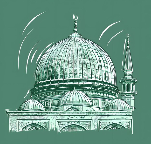 Sketch of the famous mosque Vector illustration