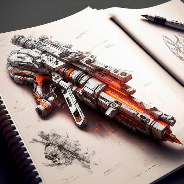 Sketch of a futuristic weapon