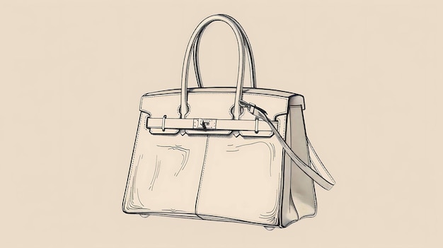 sketch of a handbag with a strap