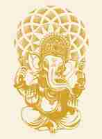 Photo sketch of hindu god lord shiva son lord ganesha outline editable illustration