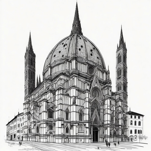 Photo sketch illustration of the cathedral