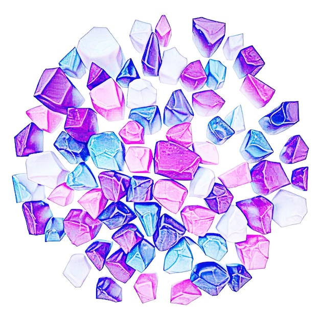 Photo sketch illustration of colored stones on a white background