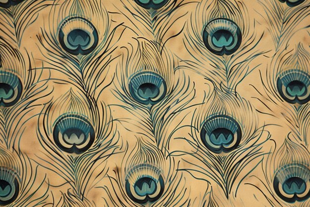 Sketch a peacock feather pattern in natural tones generative ai