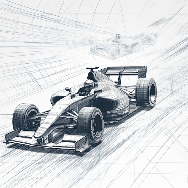 Premium AI Image  Sketch of a racing car on a white background 3d