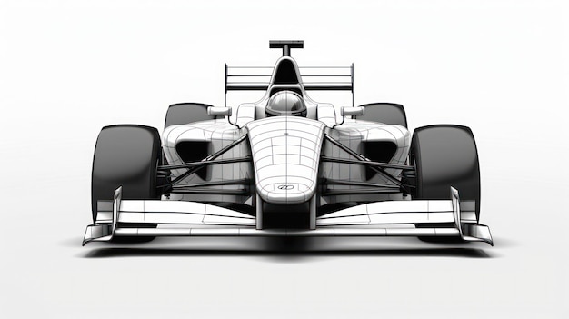 Photo sketch of a racing car on a white background with shadow