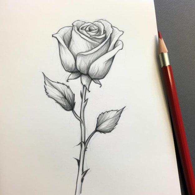 a sketch of a rose that has the word " rose " on it.