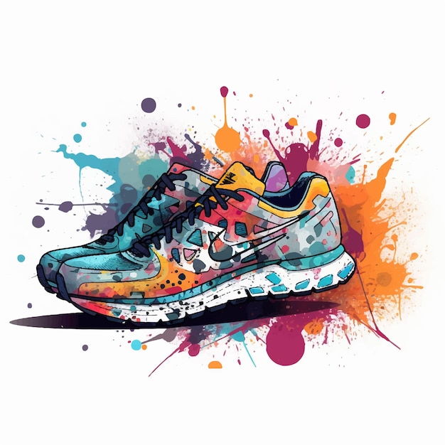 Sketch of running shoes on grunge background