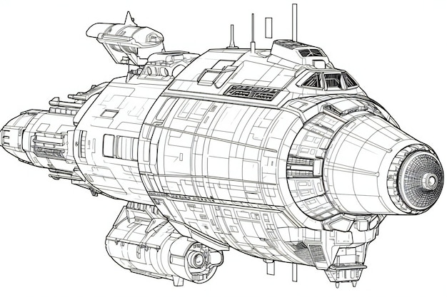 Sketch of a space ship on a white background