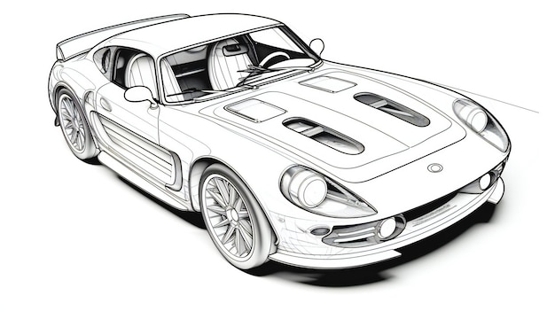 Sketch of a sports car on a white background