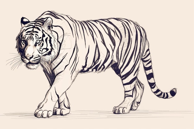 Photo a sketch of a tiger with a white tiger on the front.