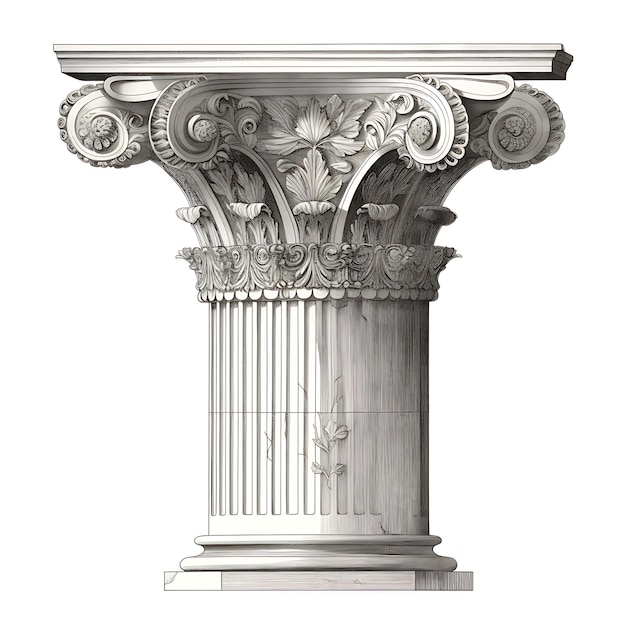 Sketch Vitruvian Ionic Column Capitalgreek Gate hand drawn