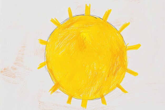 Photo sketch of yellow sun on white background