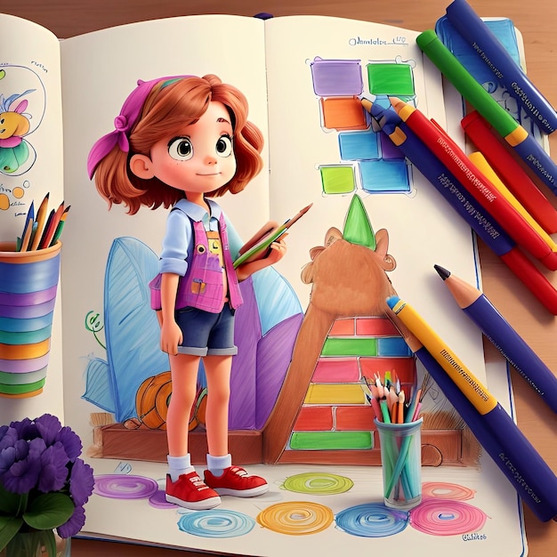 Sketchbook and pencil colored masterpieces 3d animation style