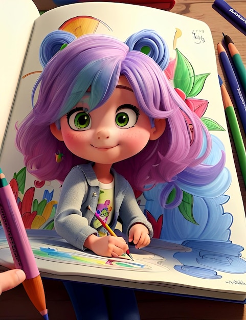 Sketchbook and pencil colored masterpieces 3d animation style