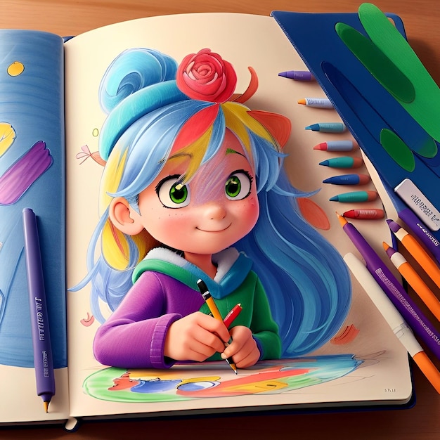 Sketchbook and pencil colored masterpieces 3d animation style