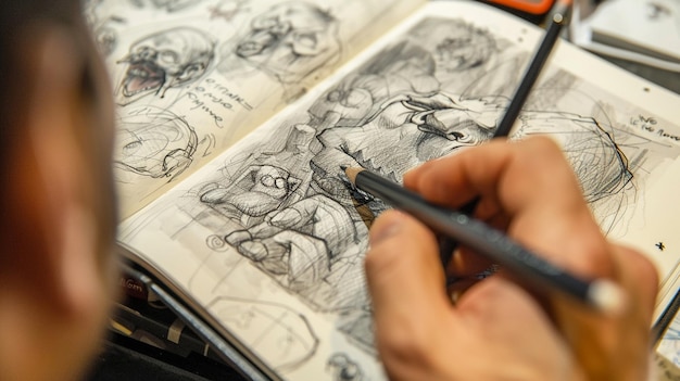 Sketchbook tekeningen bieden een glimp in het creatieve proces van kunstenaars