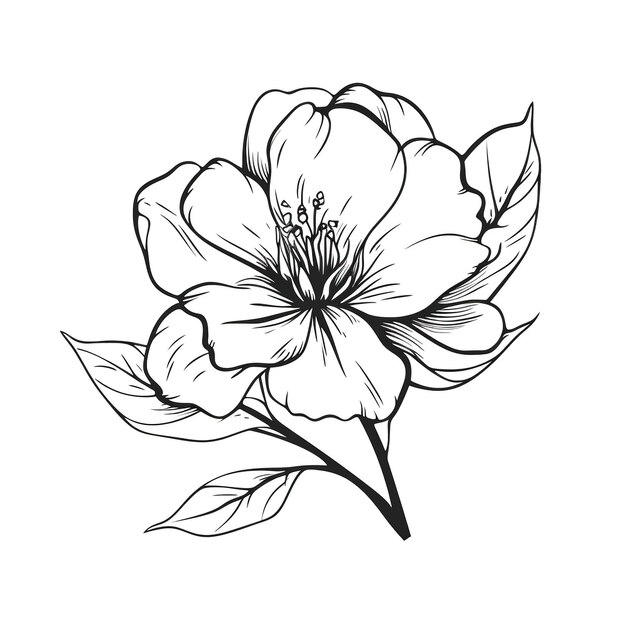 Photo sketched hand drawn flower floral ink drawing element ai generated