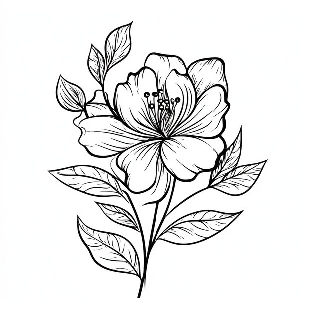 Sketched hand drawn flower floral ink drawing element ai generated