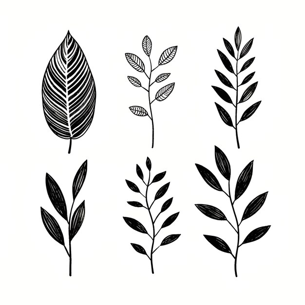 Photo sketches of elegance illustrating the beauty of monochromatic plant leafs