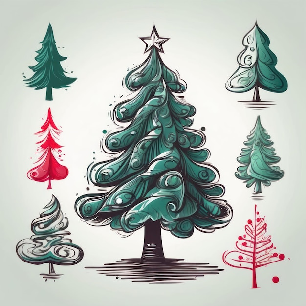 Sketching the Holidays HandDrawn Christmas Tree Element Magic