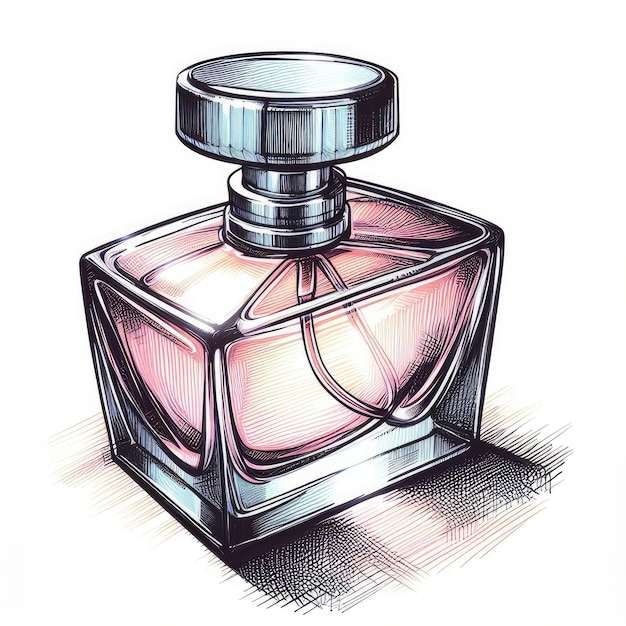 Sketching Sensuality Perfume Bottle in Stylish Isolation