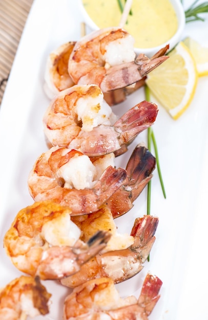 Skewered Prawns with Rice