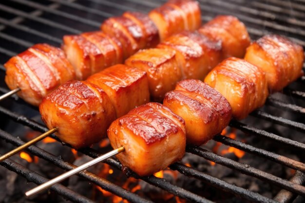 Skewered varkensbuik op de grill