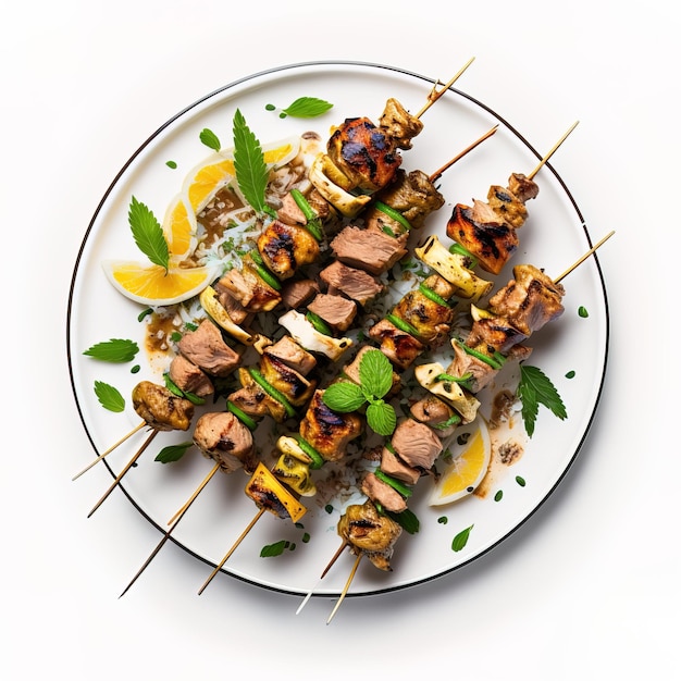 Skewers of delicious meats and vegetables generative AI