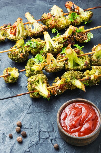 Skewers of grilled vegetables