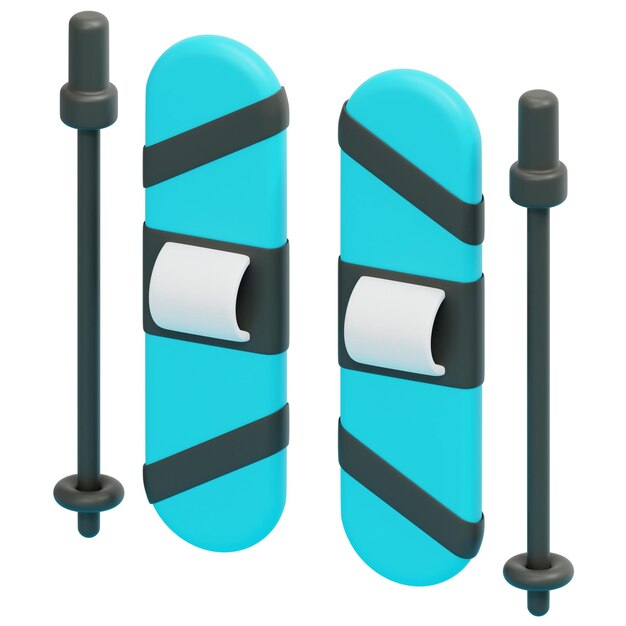 ski 3d render icon illustration