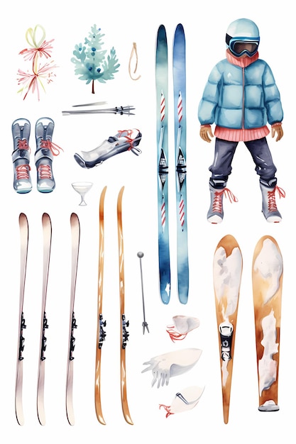 Foto ski clipart waterverf