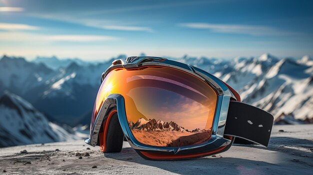 Ski Goggles in the SnowCovered Mountain