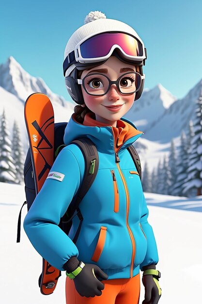 Ski Instructor Cartoon Character 3D Animation Illustration Guide