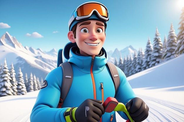 Ski Instructor Cartoon Character Illustration