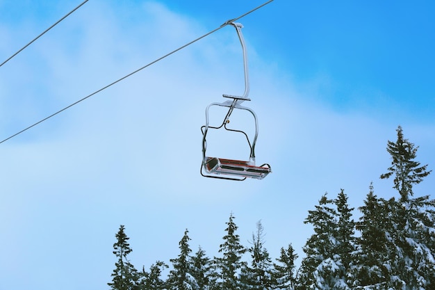 Ski lift at mountain resort