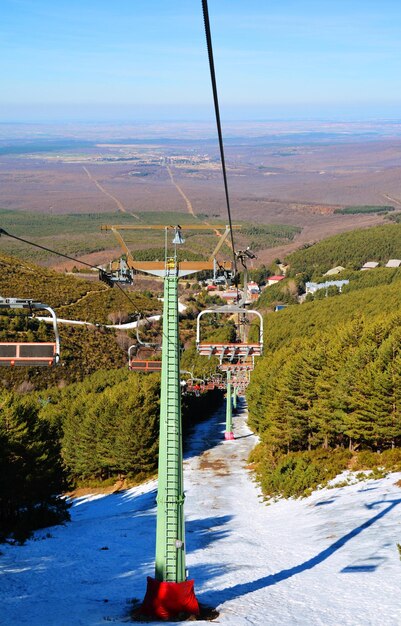 A ski lift in a ski resort