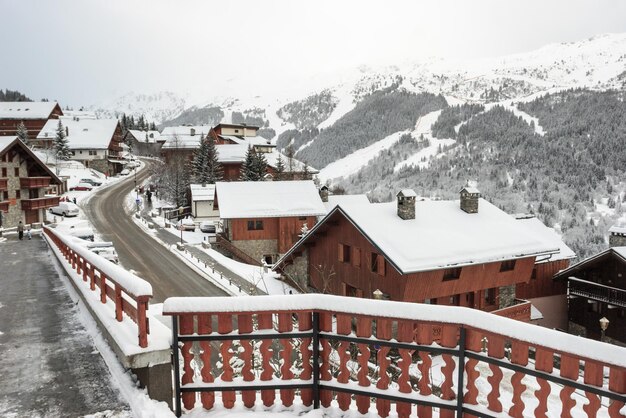 Ski resort after snow storm