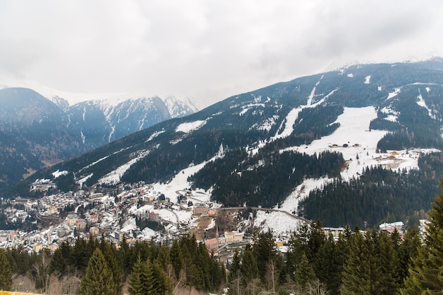 Ski resort Bad Gastein in winter snowy mountains Austria Land Salzburg Austrian alps nature and sport background