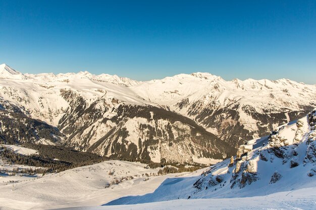 Ski resort Bad Gastein in winter snowy mountains Austria Land Salzburg Austrian alps nature and sport background