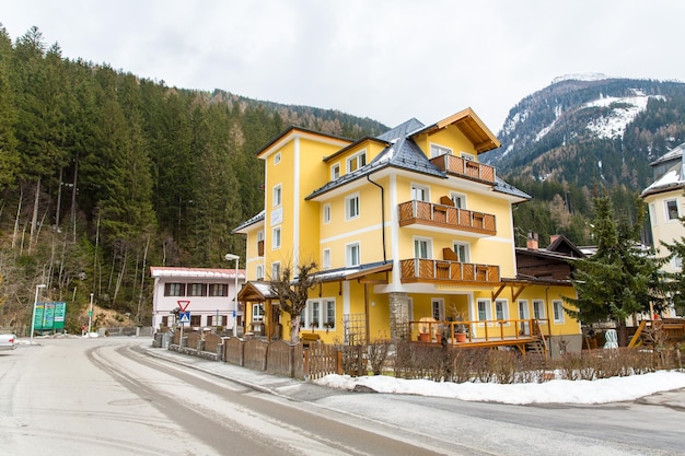 Ski resort town Bad Gastein in winter snowy mountains Austria Land Salzburg