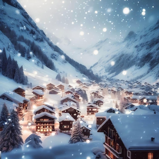 ski resort in the winter mountains by Ai