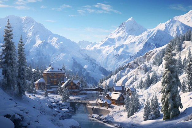 Ski resort in winter