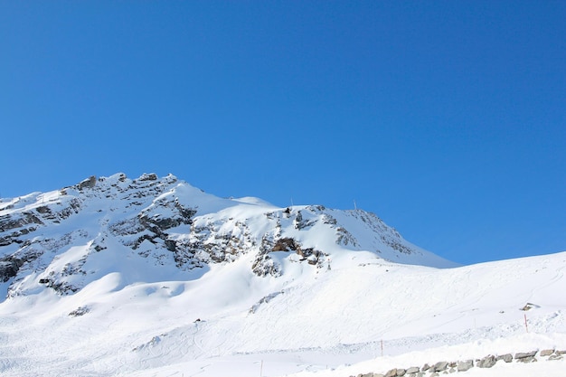 Ski slope in Alps mountains in Solden Austria resort winter sport vacation