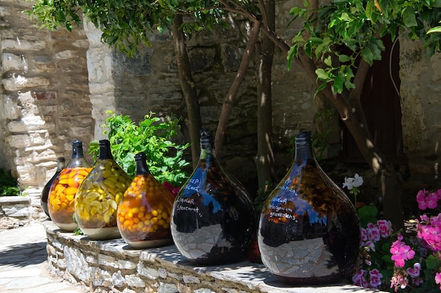 Skiathos Island Greece Byzantine monasterytraditional liqueur prepar