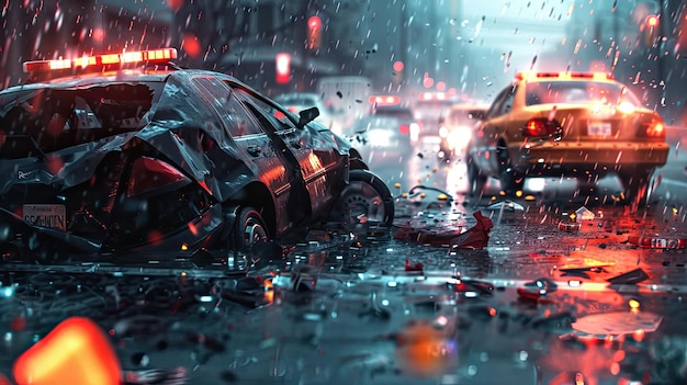 Photo skid car accident rain